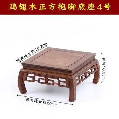Wooden carving crafts,  wooden decorations, solid wood brackets, rectangular strange stone flower pots, Buddha statue bases