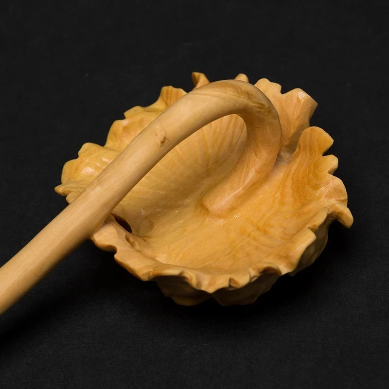 Wooden lotus leaf frog, Ruyi carved statue, solid wood house to play the handle, decorative carving parts