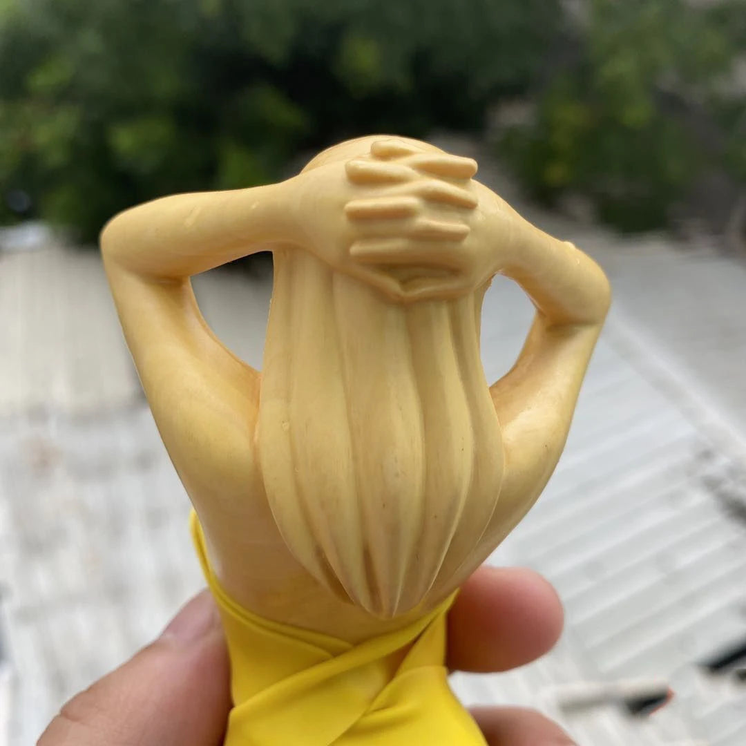 Wooden slingshot nude female figure art statue Solid wood hand carving Outdoor Toy statue Handmade small gift Free delivery