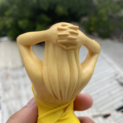 Wooden slingshot nude female figure art statue Solid wood hand carving Outdoor Toy statue Handmade small gift Free delivery