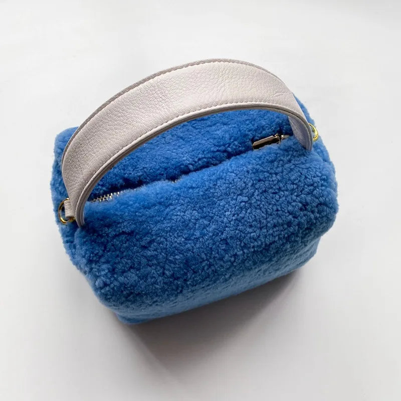 Woolly Lamb Bag For Women Genuine Leather Large Capacity Soft Handbags Female Commuter Casual All-match Fashion Purses Clutch