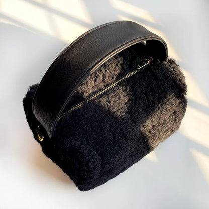 Woolly Lamb Bag For Women Genuine Leather Large Capacity Soft Handbags Female Commuter Casual All-match Fashion Purses Clutch
