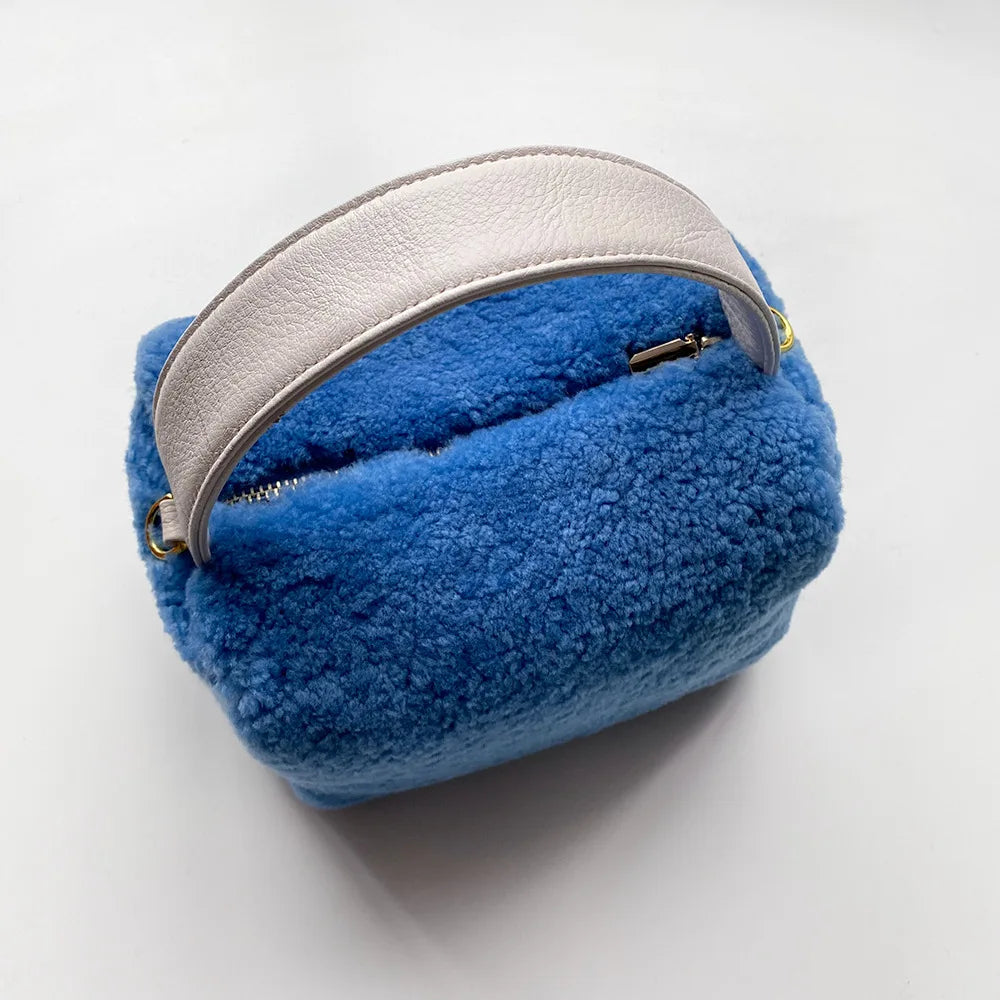 Woolly Lamb Bag For Women Genuine Leather Large Capacity Soft Handbags Female Commuter Casual All-match Fashion Purses Clutch
