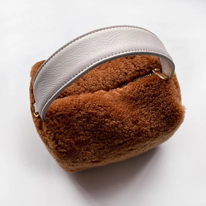 Woolly Lamb Bag For Women Genuine Leather Large Capacity Soft Handbags Female Commuter Casual All-match Fashion Purses Clutch