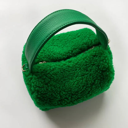 Woolly Lamb Bag For Women Genuine Leather Large Capacity Soft Handbags Female Commuter Casual All-match Fashion Purses Clutch