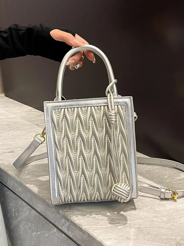 Wrinkled Handheld Small Bag for Women 2023 New Fashion Small Square Bag