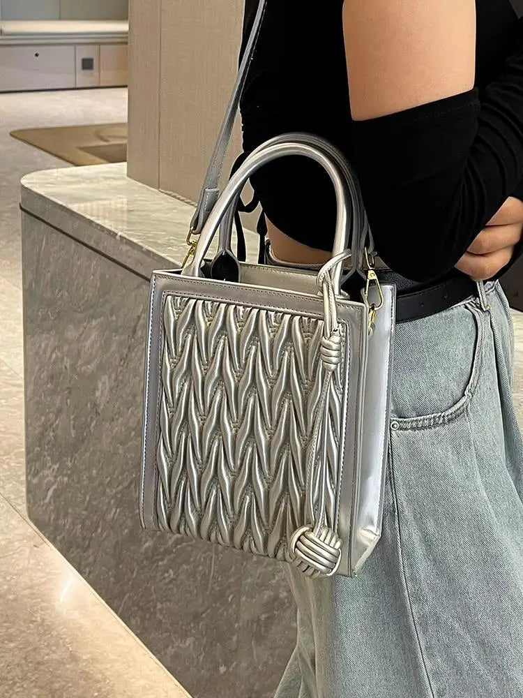 Wrinkled Handheld Small Bag for Women 2023 New Fashion Small Square Bag
