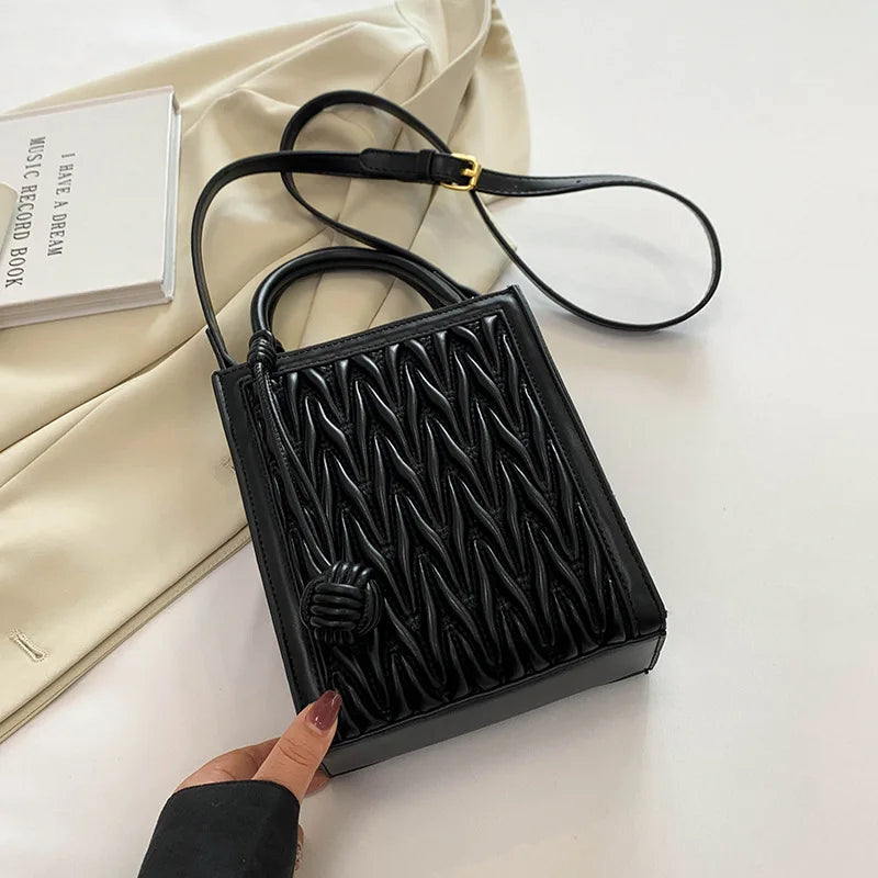 Wrinkled Handheld Small Bag for Women 2023 New Fashion Small Square Bag
