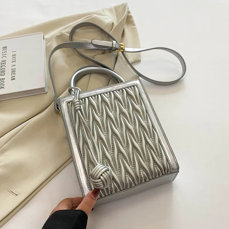 Wrinkled Handheld Small Bag for Women 2023 New Fashion Small Square Bag