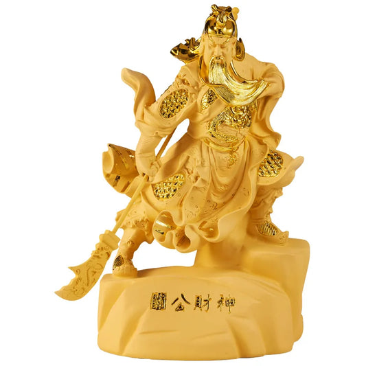 Wu Guan Gong Buddha Statue Decoration, Gold Color, Guan Ye Guan Yu, Home Office, Living Room Resin Crafts, Statues Sculptures