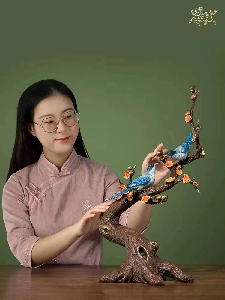 XI SHANG MEI SHAO 2023 TOP grade Good luck Auspicious wealth Birds decoration Sculpture HOME COMPANY BAR CLUB bring lucky money