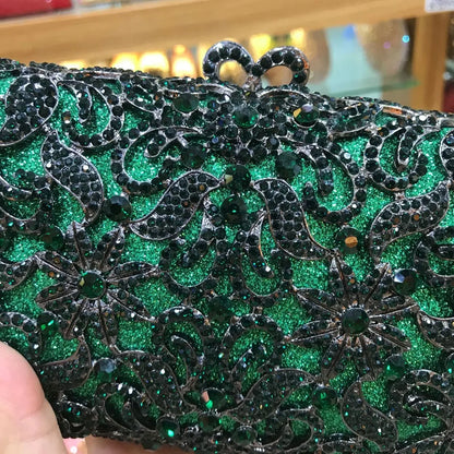 XIYUAH Clutch Crystal Silver Metal Black Diamond Green Purse Evening Bags Clutches Women Prom Luxury Minaudiere Ladies Handbags