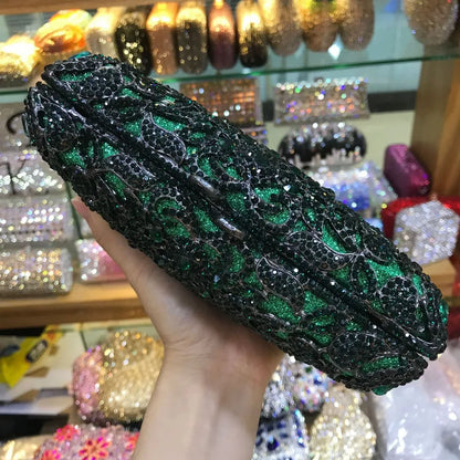 XIYUAH Clutch Crystal Silver Metal Black Diamond Green Purse Evening Bags Clutches Women Prom Luxury Minaudiere Ladies Handbags