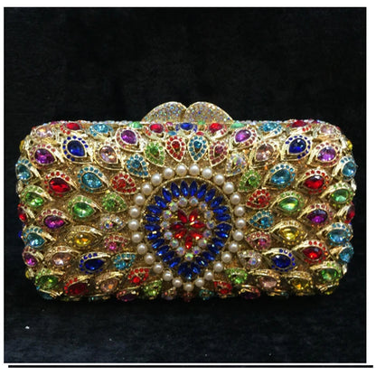 XIYUAN Hot Sale Crystal Evening Bags Retro Chain shoulder bag Clutch Luxury Wedding Diamond Beaded Rhinestone Small Party purse