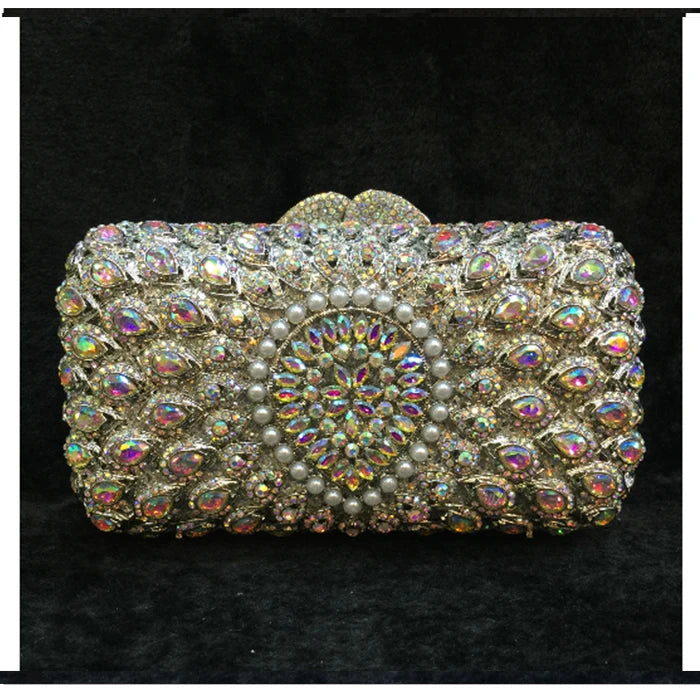 XIYUAN Hot Sale Crystal Evening Bags Retro Chain shoulder bag Clutch Luxury Wedding Diamond Beaded Rhinestone Small Party purse