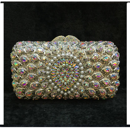 XIYUAN Hot Sale Crystal Evening Bags Retro Chain shoulder bag Clutch Luxury Wedding Diamond Beaded Rhinestone Small Party purse