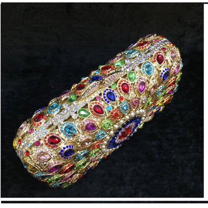 XIYUAN Hot Sale Crystal Evening Bags Retro Chain shoulder bag Clutch Luxury Wedding Diamond Beaded Rhinestone Small Party purse