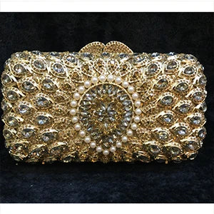 XIYUAN Hot Sale Crystal Evening Bags Retro Chain shoulder bag Clutch Luxury Wedding Diamond Beaded Rhinestone Small Party purse