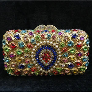 XIYUAN Hot Sale Crystal Evening Bags Retro Chain shoulder bag Clutch Luxury Wedding Diamond Beaded Rhinestone Small Party purse