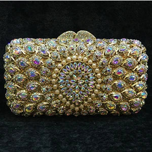 XIYUAN Hot Sale Crystal Evening Bags Retro Chain shoulder bag Clutch Luxury Wedding Diamond Beaded Rhinestone Small Party purse