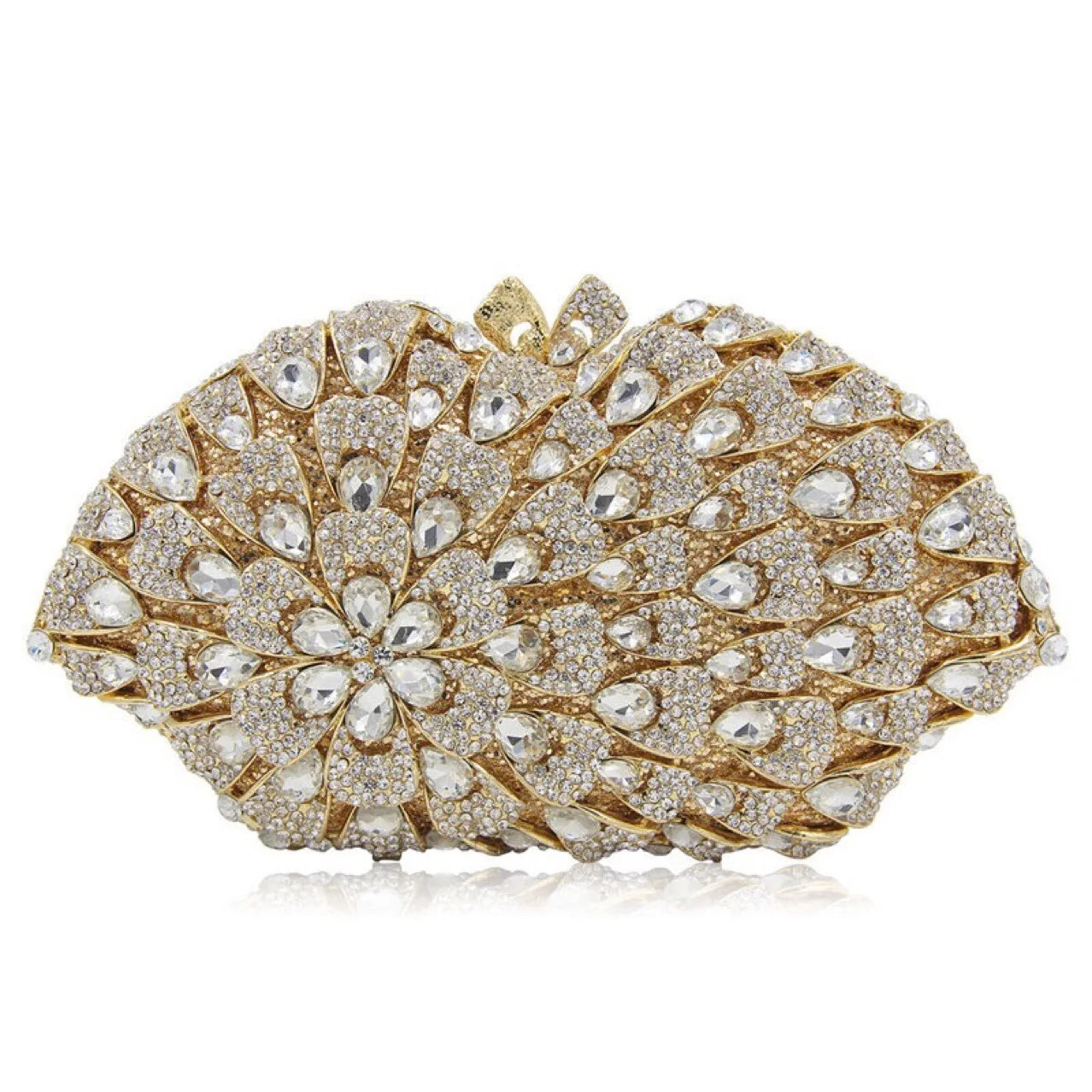 XIYUAN New Diamond Handle Clutches Woman Rhinestone Crystal Wrinkle Evening Purse Elegant Wedding Party Prom Bridal Bag Handbag