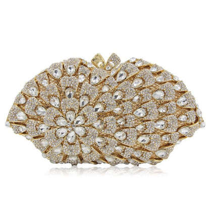 XIYUAN New Diamond Handle Clutches Woman Rhinestone Crystal Wrinkle Evening Purse Elegant Wedding Party Prom Bridal Bag Handbag