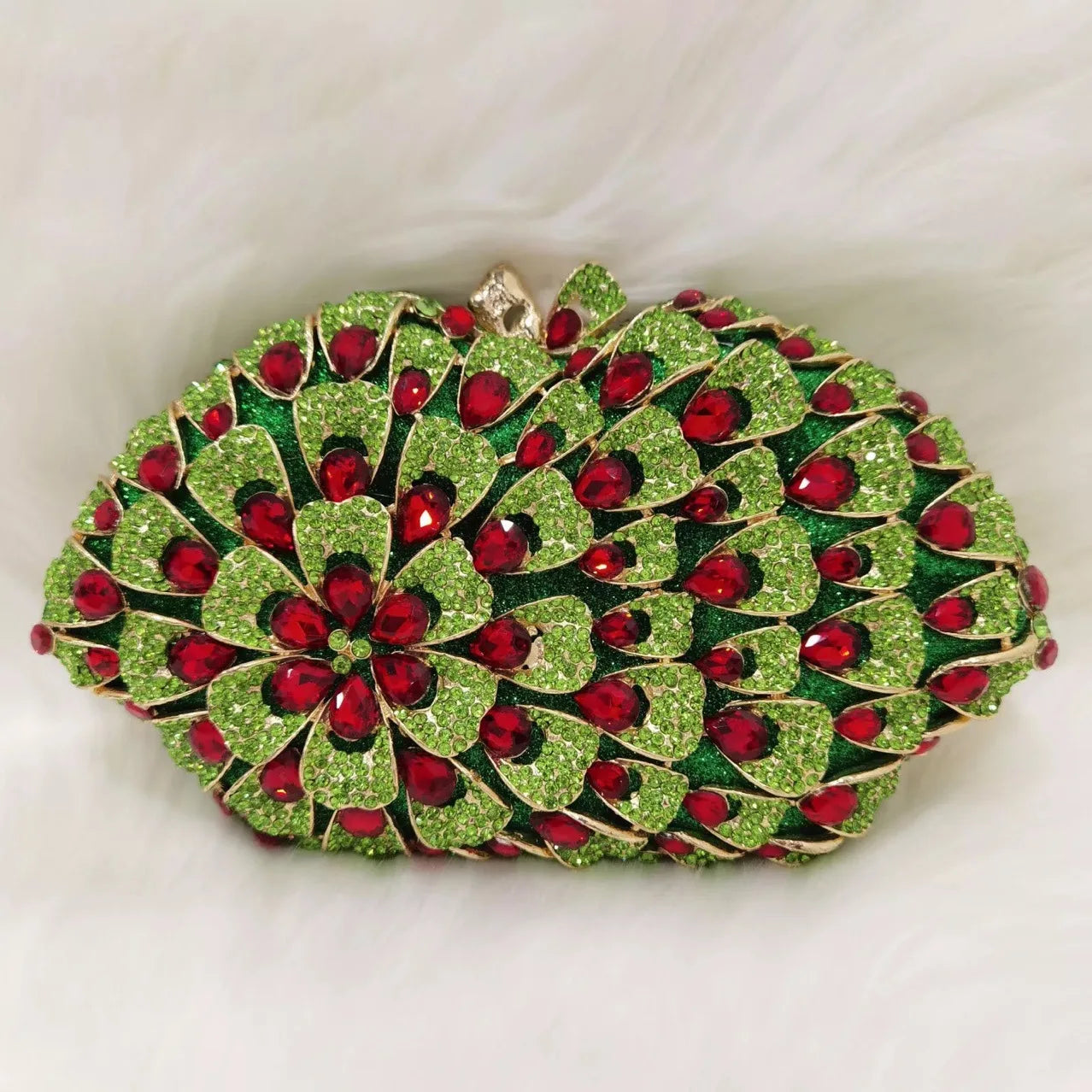XIYUAN New Diamond Handle Clutches Woman Rhinestone Crystal Wrinkle Evening Purse Elegant Wedding Party Prom Bridal Bag Handbag