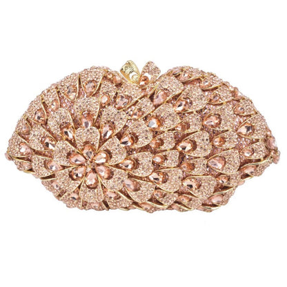 XIYUAN New Diamond Handle Clutches Woman Rhinestone Crystal Wrinkle Evening Purse Elegant Wedding Party Prom Bridal Bag Handbag