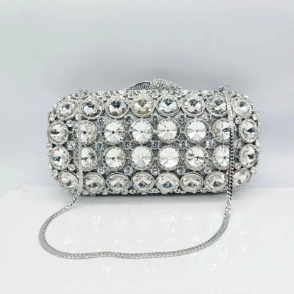 XIYUAN Newest Sliver Purple Women Crystal Handbag And Purse Party Bridal Metal Evening Wallet Ladies Diamond Day Clutch Bag