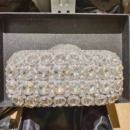 XIYUAN Newest Sliver Purple Women Crystal Handbag And Purse Party Bridal Metal Evening Wallet Ladies Diamond Day Clutch Bag