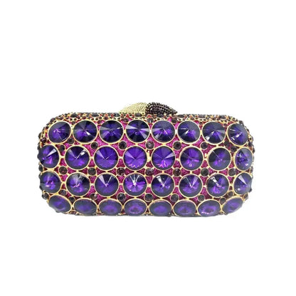 XIYUAN Newest Sliver Purple Women Crystal Handbag And Purse Party Bridal Metal Evening Wallet Ladies Diamond Day Clutch Bag