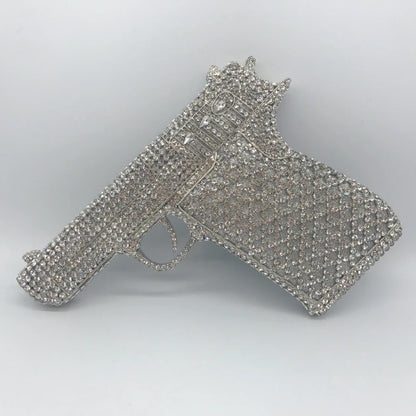 XIYUAN Pistol Gun Shape Drip Rhinestone Bridal Evening Bag Clutch Bag Purse For Party Prom Wedding Crystal Diamond Clutches Bags