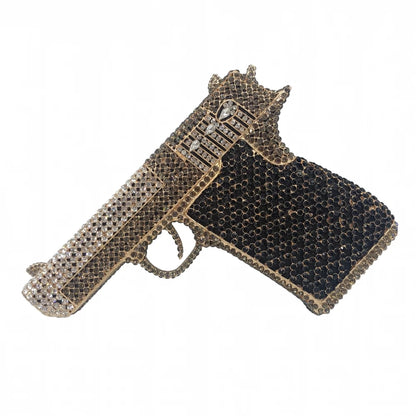 XIYUAN Pistol Gun Shape Drip Rhinestone Bridal Evening Bag Clutch Bag Purse For Party Prom Wedding Crystal Diamond Clutches Bags