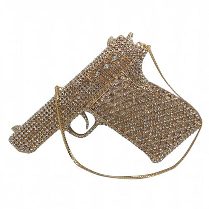XIYUAN Pistol Gun Shape Drip Rhinestone Bridal Evening Bag Clutch Bag Purse For Party Prom Wedding Crystal Diamond Clutches Bags