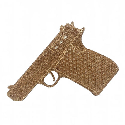 XIYUAN Pistol Gun Shape Drip Rhinestone Bridal Evening Bag Clutch Bag Purse For Party Prom Wedding Crystal Diamond Clutches Bags