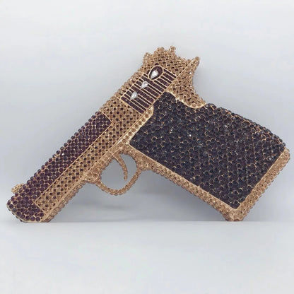 XIYUAN Pistol Gun Shape Drip Rhinestone Bridal Evening Bag Clutch Bag Purse For Party Prom Wedding Crystal Diamond Clutches Bags
