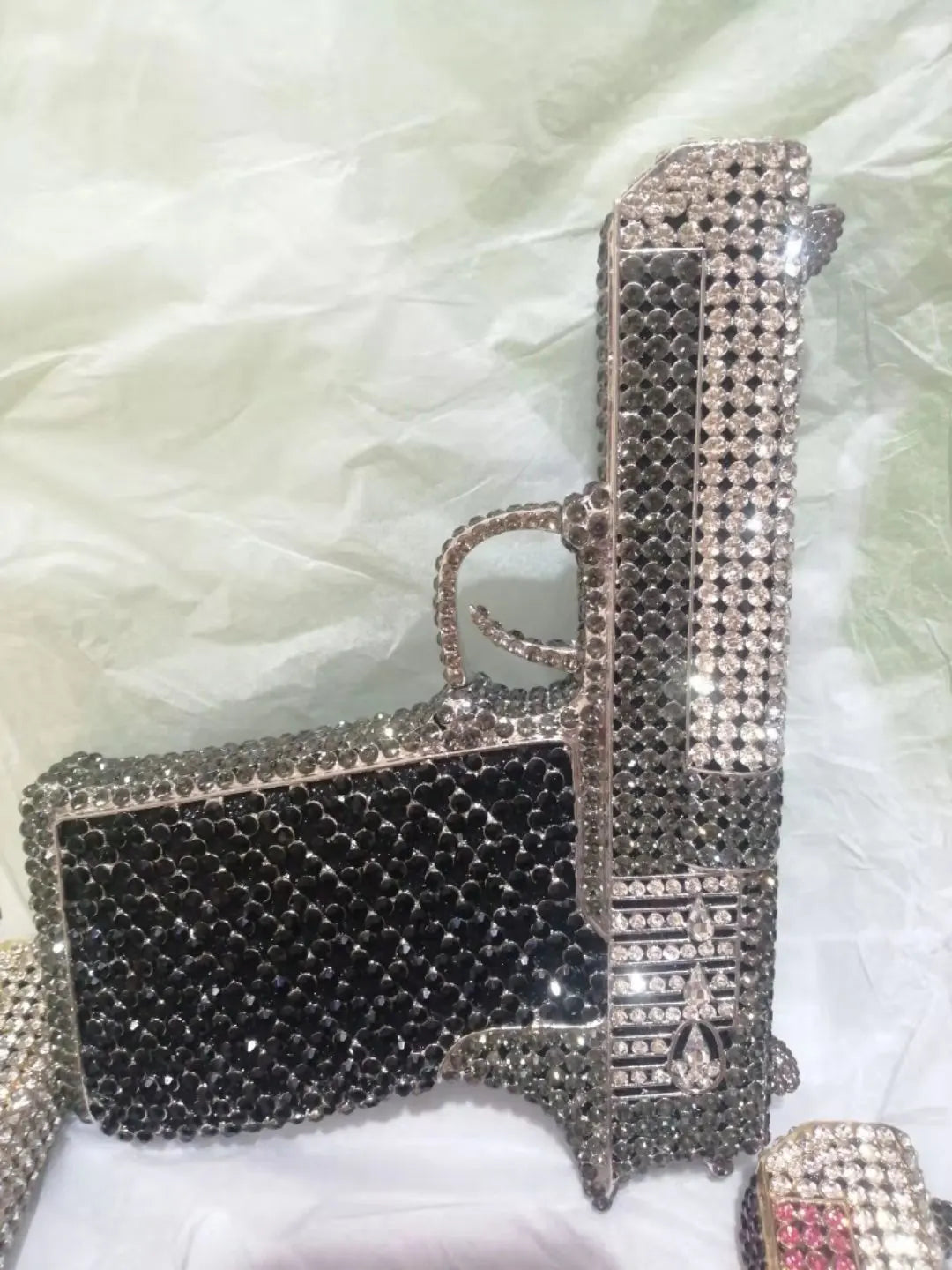 XIYUAN Pistol Gun Shape Drip Rhinestone Bridal Evening Bag Clutch Bag Purse For Party Prom Wedding Crystal Diamond Clutches Bags
