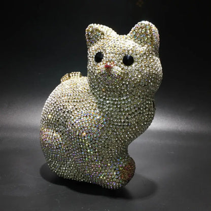 XIYUAN cat shape Women Champagne Luxury evening bags Crystal Soiree Pochette Clutch purse Wedding Shoulder bags Lady Evening Bag