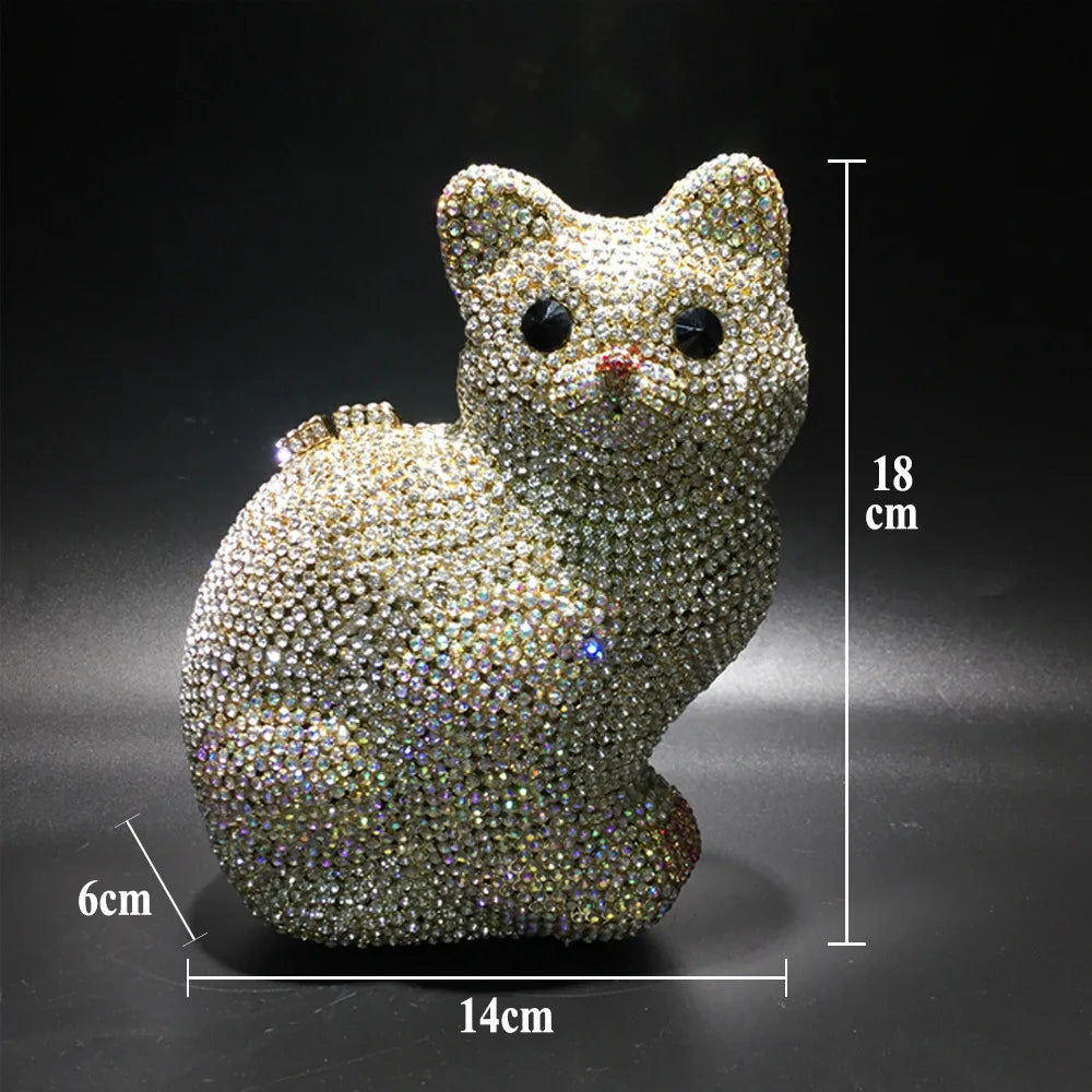 XIYUAN cat shape Women Champagne Luxury evening bags Crystal Soiree Pochette Clutch purse Wedding Shoulder bags Lady Evening Bag