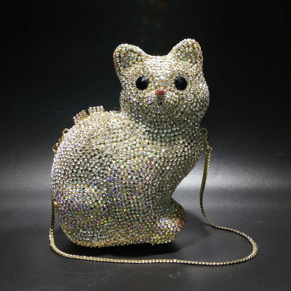 XIYUAN cat shape Women Champagne Luxury evening bags Crystal Soiree Pochette Clutch purse Wedding Shoulder bags Lady Evening Bag