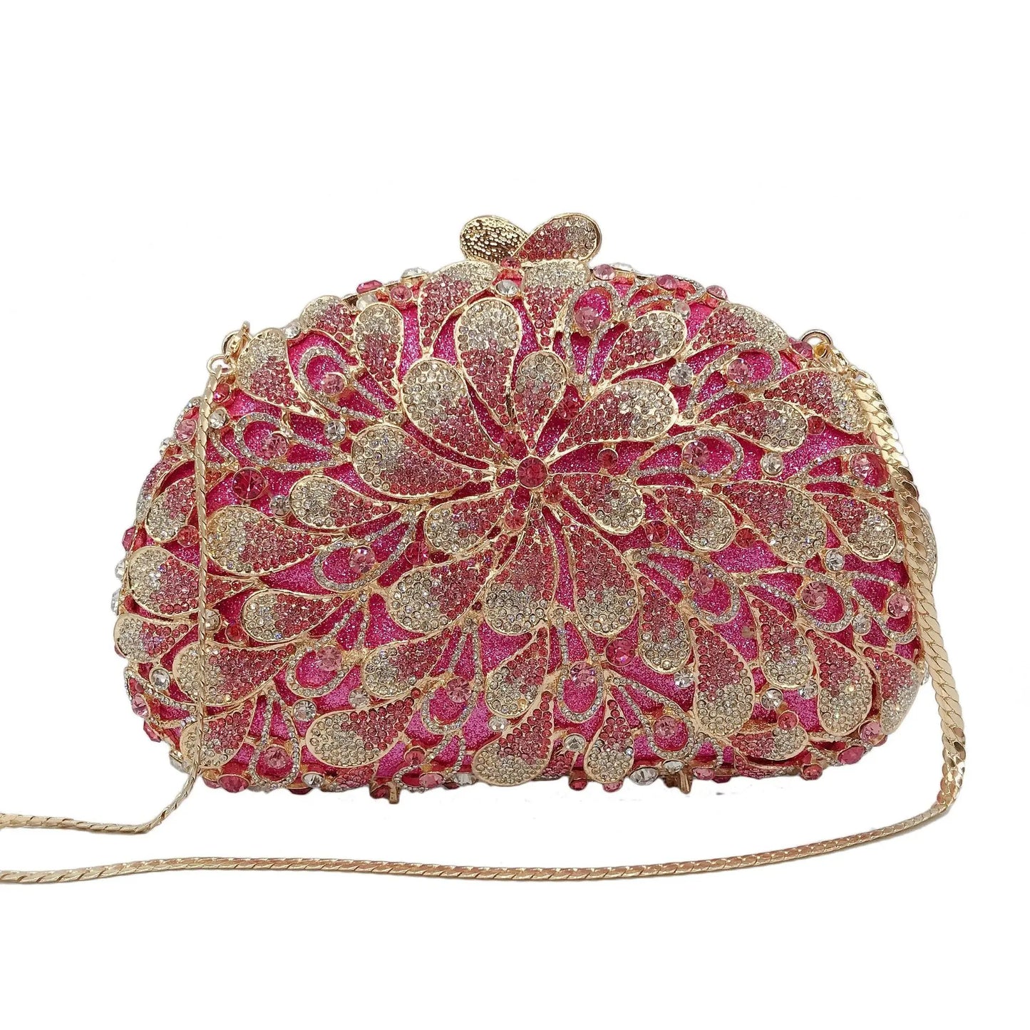 XIYUAN lady  green silver crystal Dinner wedding party clutch Bag leaf clutch party purse metal & Crystal &hollow out  stone bag