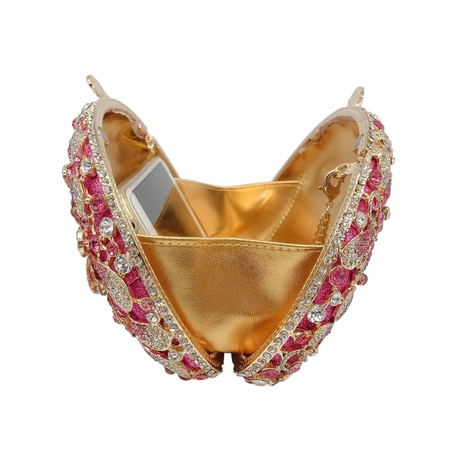 XIYUAN lady  green silver crystal Dinner wedding party clutch Bag leaf clutch party purse metal & Crystal &hollow out  stone bag