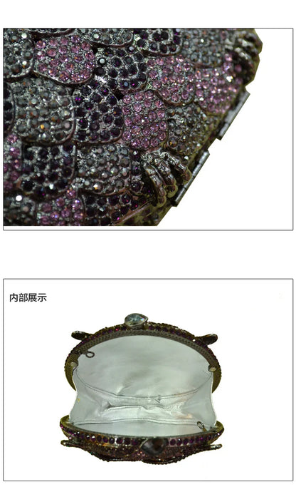 XIYUAN owl shape Luxury Diamante Crystal wallet Rhinestone Evening Clutch Purse for Party Wedding Clutch Bag for soiree handbag