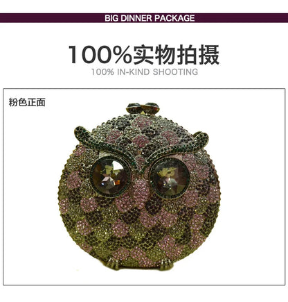 XIYUAN owl shape Luxury Diamante Crystal wallet Rhinestone Evening Clutch Purse for Party Wedding Clutch Bag for soiree handbag