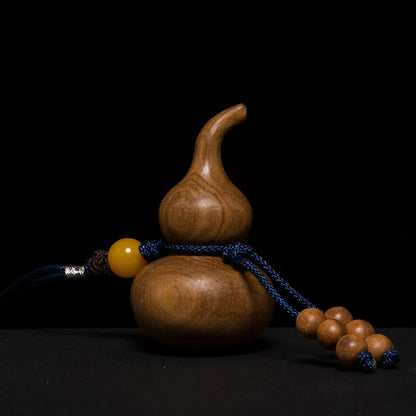 XS253-5CM Hand Carved Sandalwood Carving Gourd Figurine Lucky Cucurbit Statue -Home Decor Car Ornaments Feng Shui Sculpture