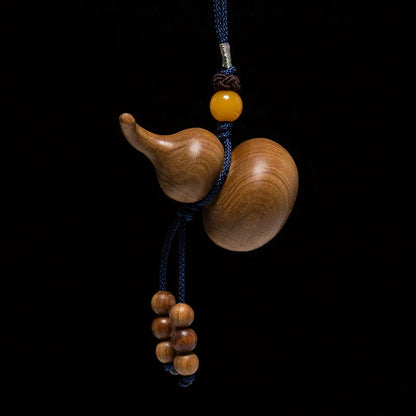 XS253-5CM Hand Carved Sandalwood Carving Gourd Figurine Lucky Cucurbit Statue -Home Decor Car Ornaments Feng Shui Sculpture