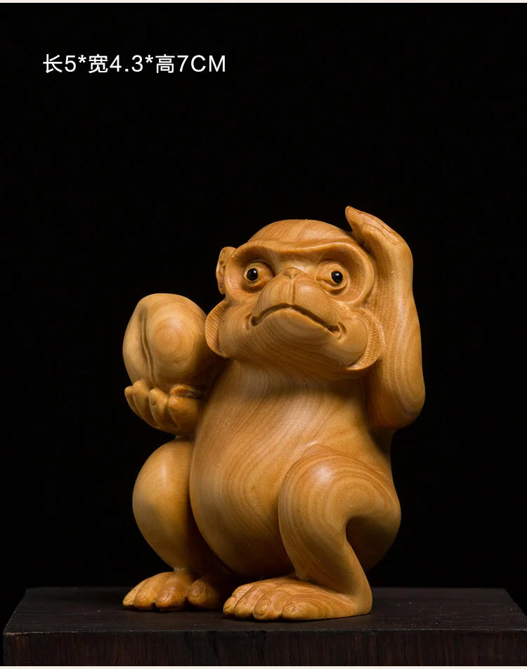 XS370- 12 Zodiac Animals Boxwood Sculpture Chinese Zodiac Statue Lucky Living Room Home Decor