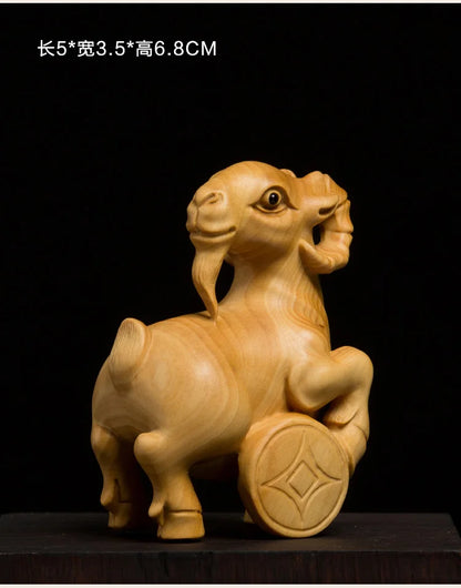 XS370- 12 Zodiac Animals Boxwood Sculpture Chinese Zodiac Statue Lucky Living Room Home Decor