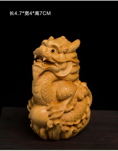 XS370- 12 Zodiac Animals Boxwood Sculpture Chinese Zodiac Statue Lucky Living Room Home Decor