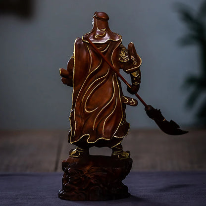 XS632- 19.5 CM Wealth God Guan Gong Boxwood Sculpture Worship Buddha Wood Carving Guanyu Warrior Statue Feng Shui Home Decor